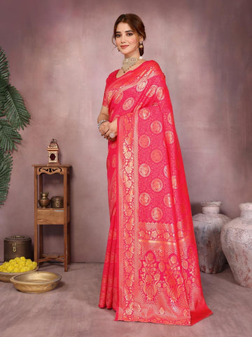 Varanga Women Banarasi Saree With Blouse Piece